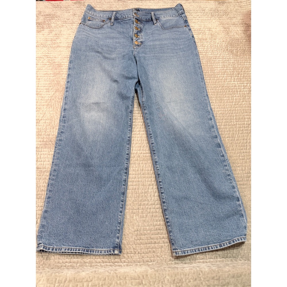 J.CREW Factory Full Length Wide Leg Button-Fly Jeans Size 33 Light Wash